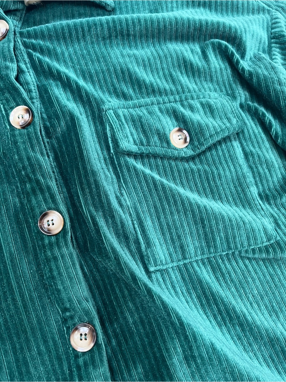 BETTER BE Emerald Green Corduroy Shacket Womens Small Oversized Shirt Jacket - Picture 9 of 13